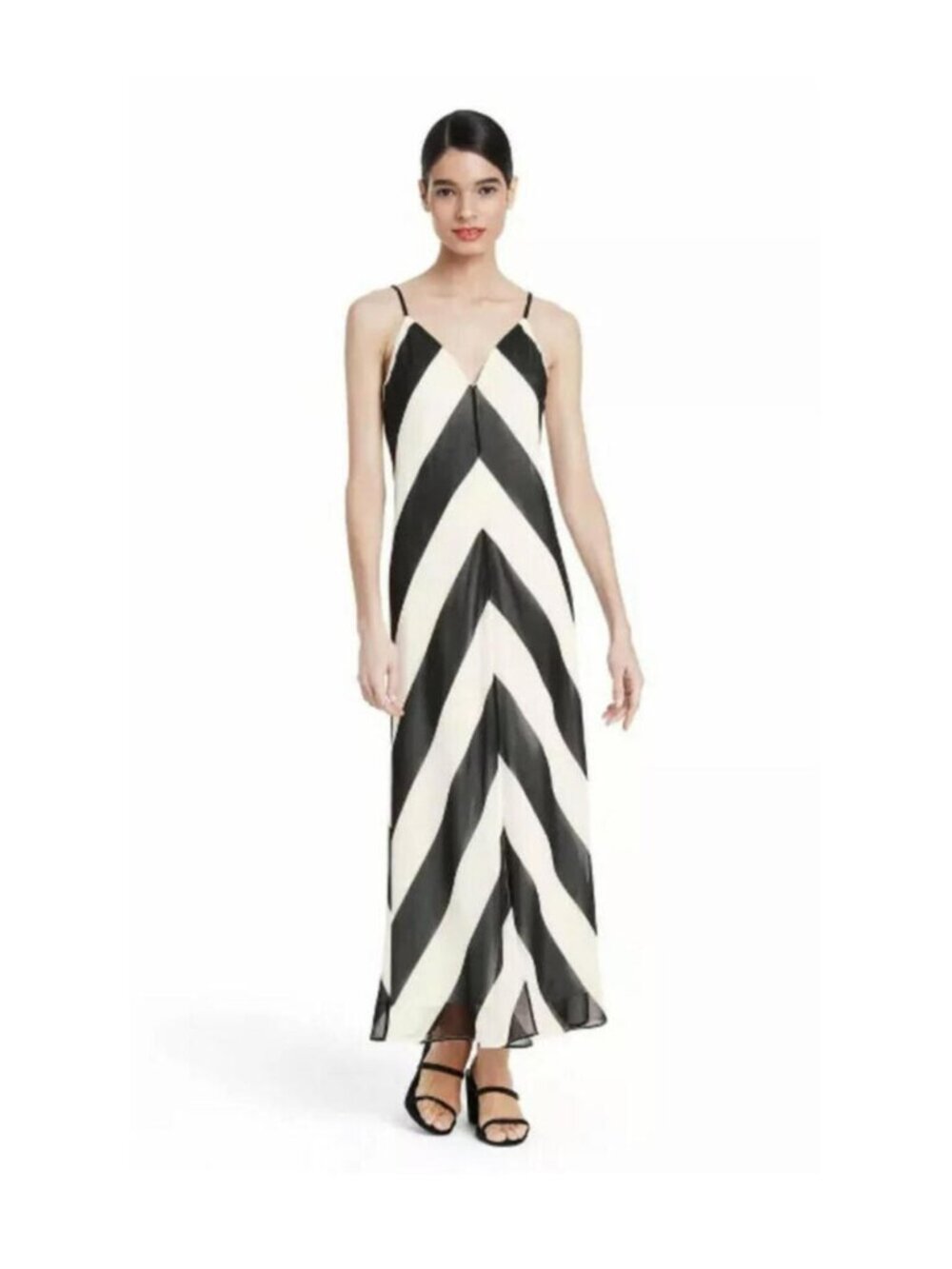 Christopher John Rogers x Target Chevron Slip Dress Black/White Size 12